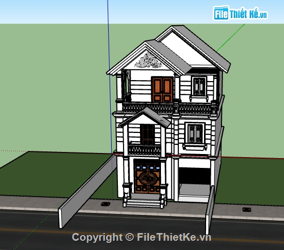 biệt thự hiện đại,biệt thự 2 tầng,biệt thự 3 tầng,Model Sketchup biệt thự 3 tầng